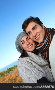 Portrait of happy couple in fall season