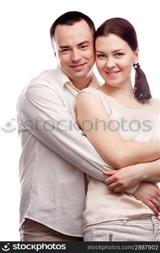 Portrait of happy couple isolated on white background