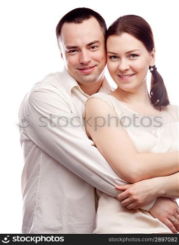 Portrait of happy couple isolated on white background