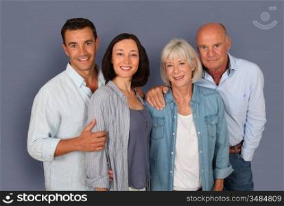 Portrait of happy couple with parents