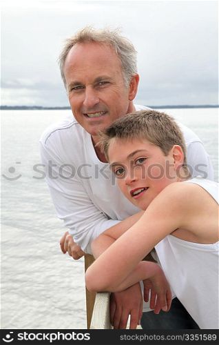 Portrait of happy father and son