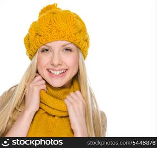 Portrait of happy girl in autumn clothes
