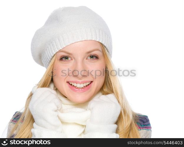 Portrait of happy girl in winter clothes