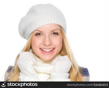 Portrait of happy girl in winter clothes
