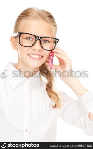 portrait of happy girl with cell phone&#xA;