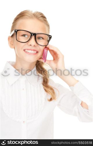 portrait of happy girl with cell phone&#xA;