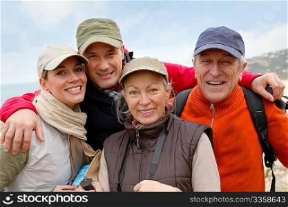 Portrait of happy group of hikers