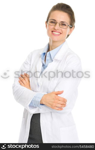 Portrait of happy ophthalmologist doctor with glasses