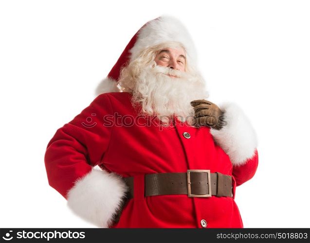 Portrait of happy Santa Claus thinking isolated on white background
