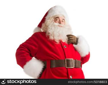 Portrait of happy Santa Claus thinking isolated on white background