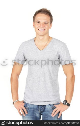 Portrait of happy smiling man, isolated on white