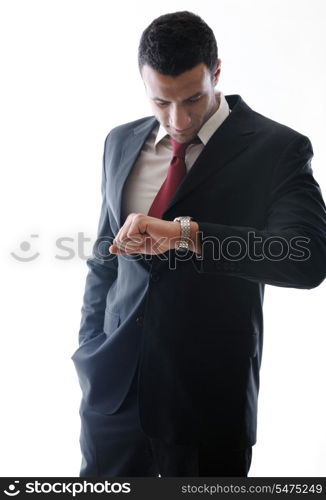 Portrait of happy smiling young arab business man isolated on white background