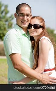 portrait of happy young couple, outdoor