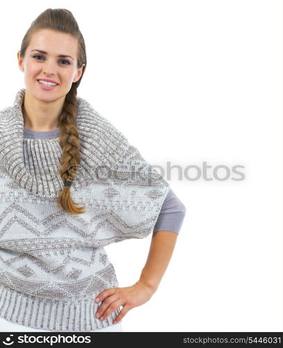 Portrait of happy young woman in sweater