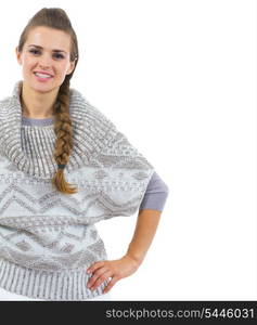 Portrait of happy young woman in sweater