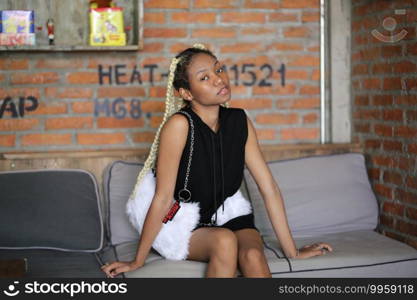 portrait of joyful young teenager african american outdoor