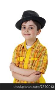 Portrait of little boy on the white background