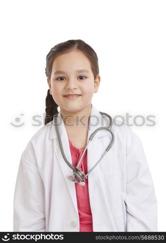 Portrait of little girl dressed as a doctor
