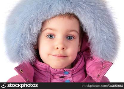portrait of little girl in furry hat