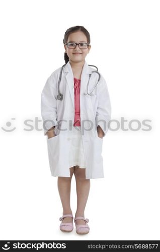 Portrait of little girl posing as a doctor