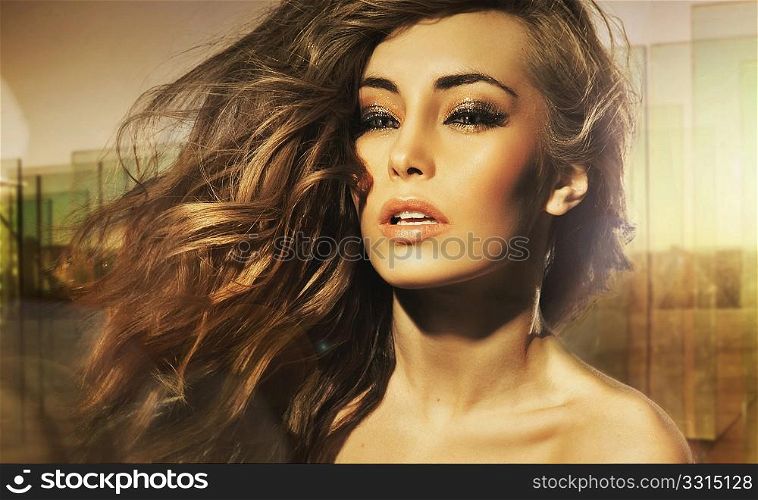 Portrait of long-haired beauty