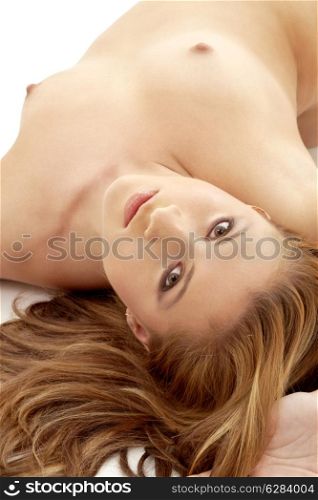 portrait of lovely naked woman with long hair