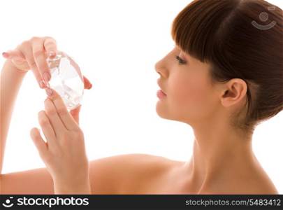 portrait of lovely woman with big diamond
