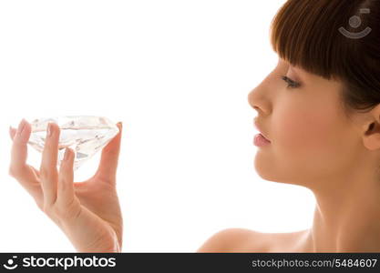 portrait of lovely woman with big diamond