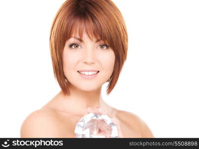 portrait of lovely woman with big diamond