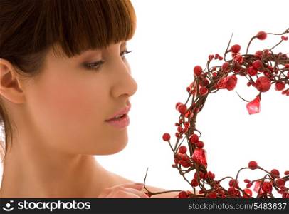 portrait of lovely woman with red ashberry