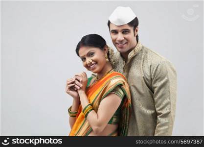 Portrait of Maharashtrian couple smiling