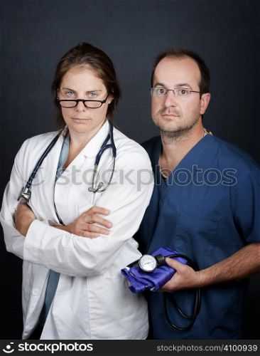 Portrait of male and female health care professionals