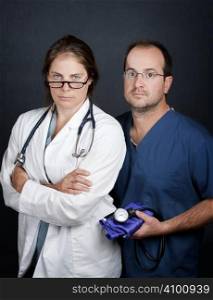 Portrait of male and female health care professionals