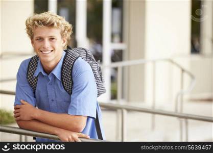 Portrait Of Male High School Student Outdoors