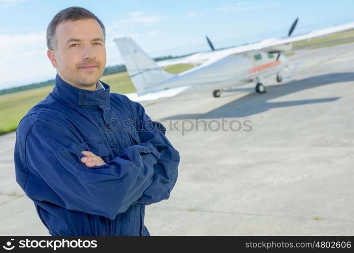 Portrait of man at aerodrome