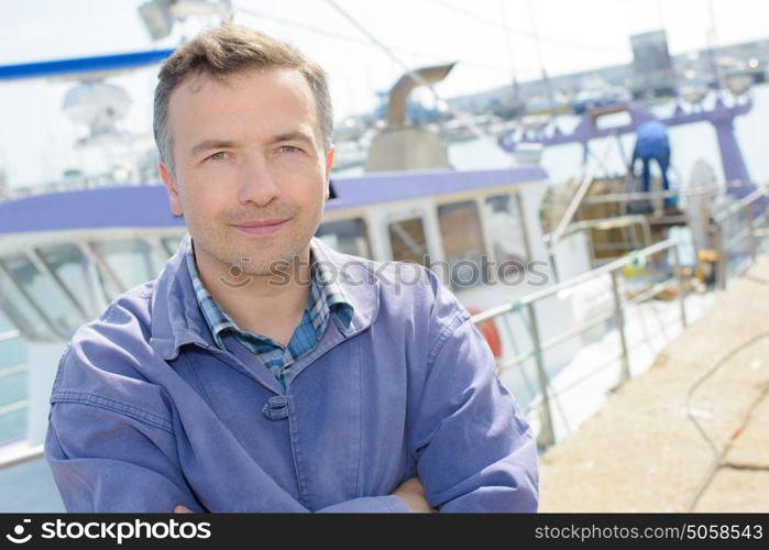 Portrait of man in harbor