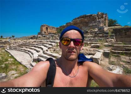 Portrait of man in Hierapolis. Portrait of man in ancient theatre in the city Hierapolis, near modern turkey city Denizli