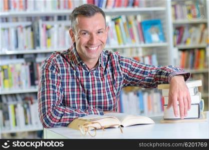 Portrait of man in library