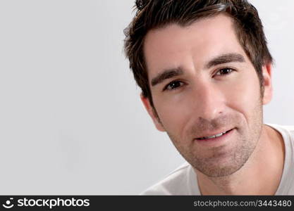 Portrait of man on white background