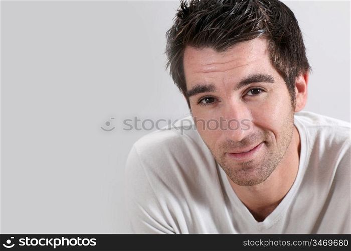 Portrait of man on white background