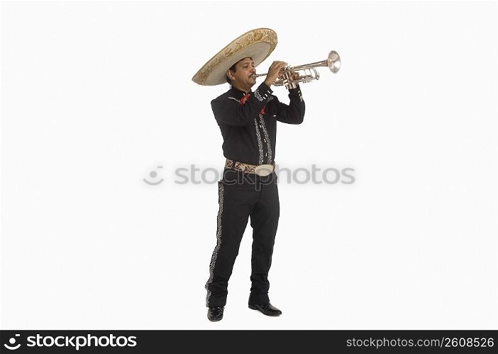 Portrait of Mariachi playing trumpet