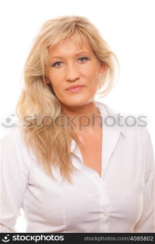 Portrait of mature business woman isolated over white background