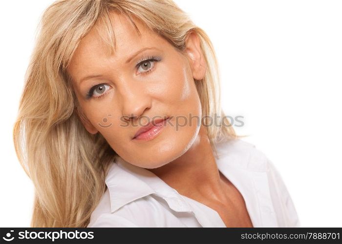 Portrait of mature business woman isolated over white background