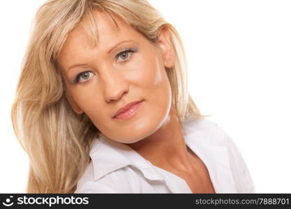 Portrait of mature business woman isolated over white background