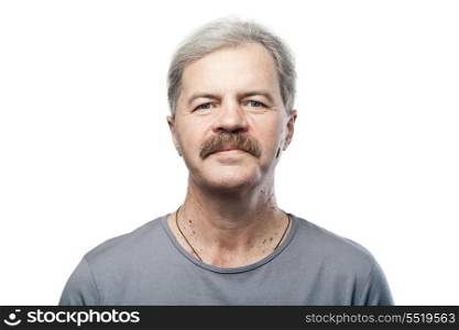 portrait of mature caucasian man isolated on white background