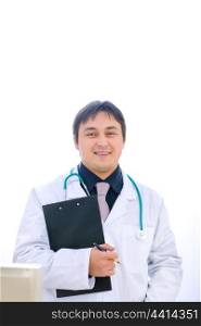 Portrait of medical doctor with clipboard&#xA;