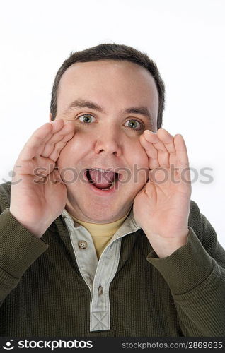 Portrait of mid-adult man shouting