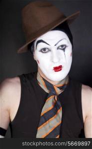 portrait of mime on black background