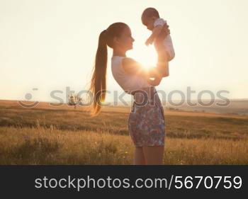 Portrait of mother and baby