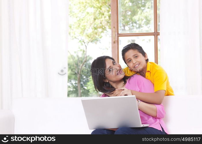 Portrait of mother and son